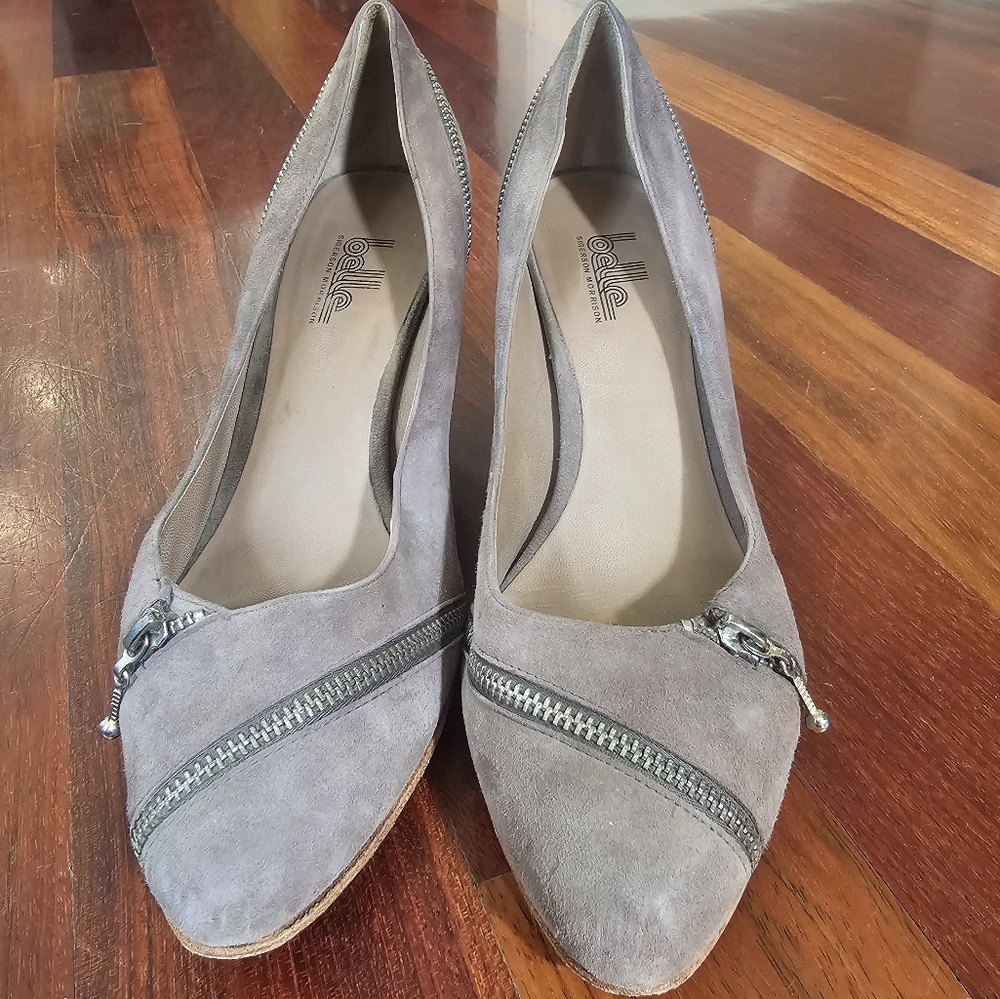 Belle By Sigerson Morrison Gray Zipper Heels Size 8.5
